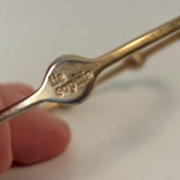 Vintage Lia Sophia Gold Tone & Round Rhinestone Bangle Bracelet Costume Jewelry - Picture 3 of 5